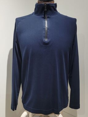 Banana Republic Men's 100% Cotton Navy Quarter-Zip Pullover Shirt Large Preppy